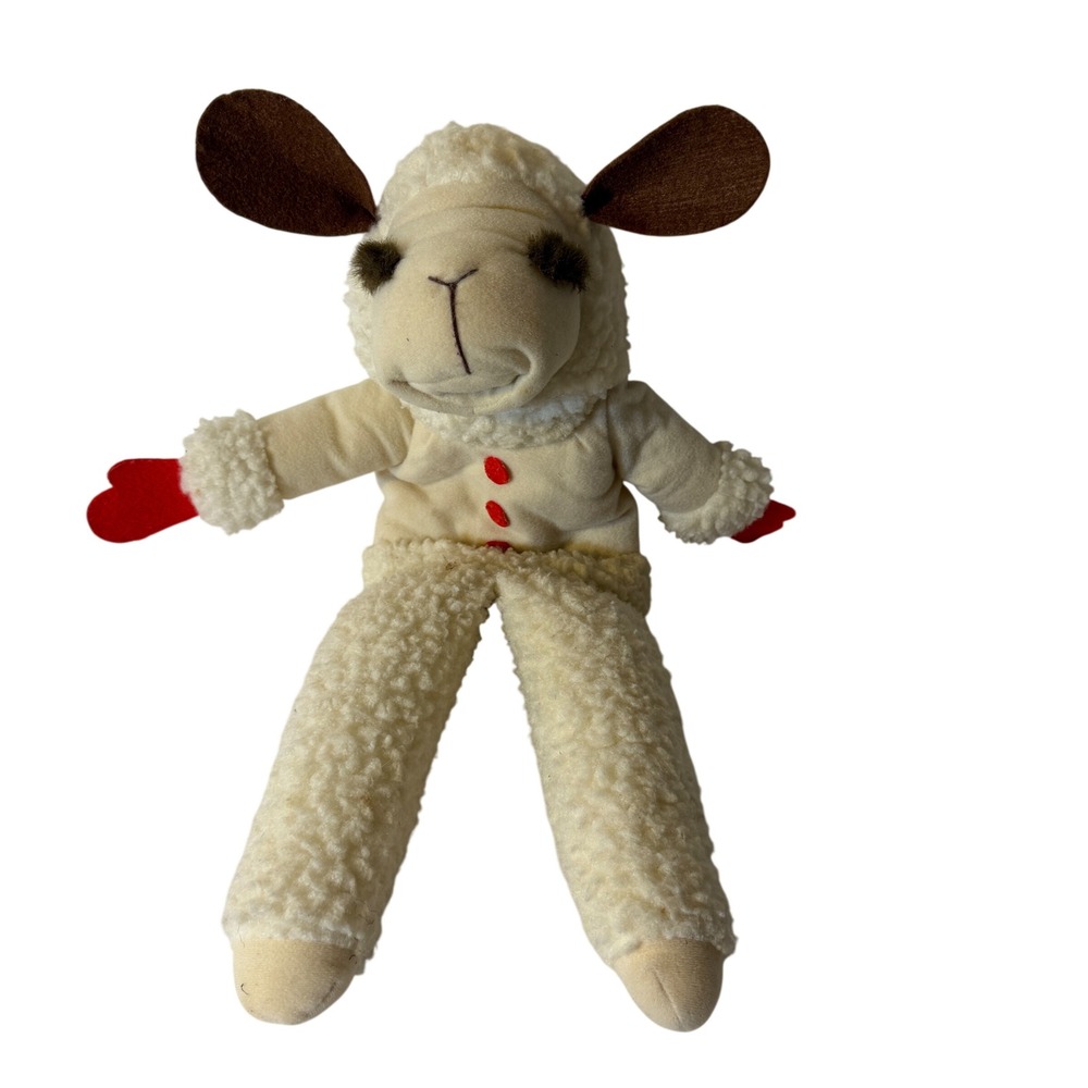 Vintage 1992 Shari Lewis Lamb Chop Hand Puppet Plush 15 inch 70190 Cream Red